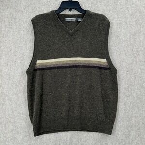 Structure Urban Wear Mens V Neck Striped Wool Blend Vest Size M Grandpa